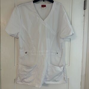 Gently used Cherokee White V-Neck scrub top and Denice green pants